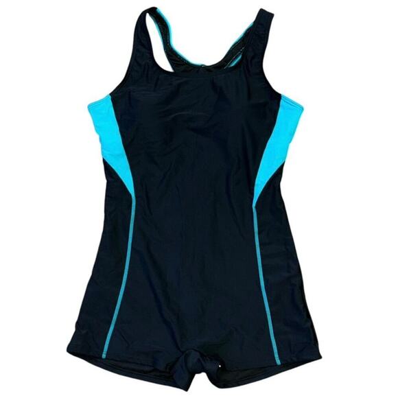 NWT My Charmo UPF 50 Conservative Black Blue Swimsuit Women’s L Beach Summer - Picture 5 of 13